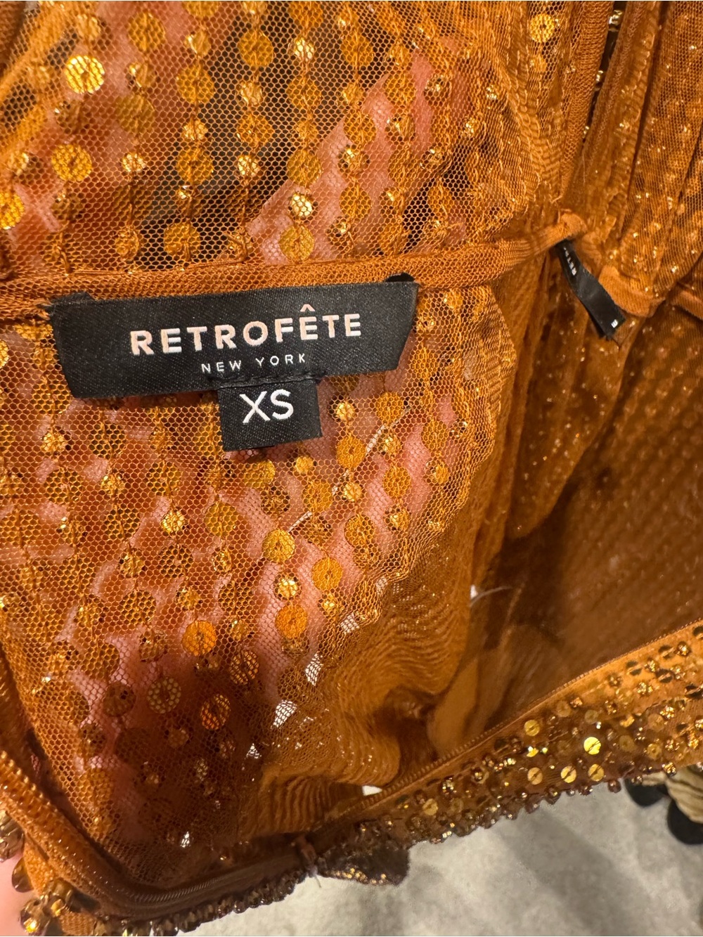 Retrofete Metallic Gold Sequin Sleeveless Maxi Gown - Picture 9 of 9